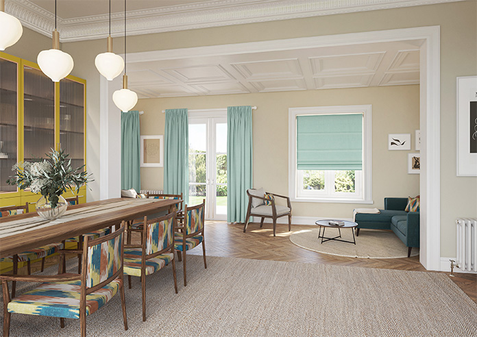 Delicate Chevron, Turquoise - Motorised Roman Blind - Image 6